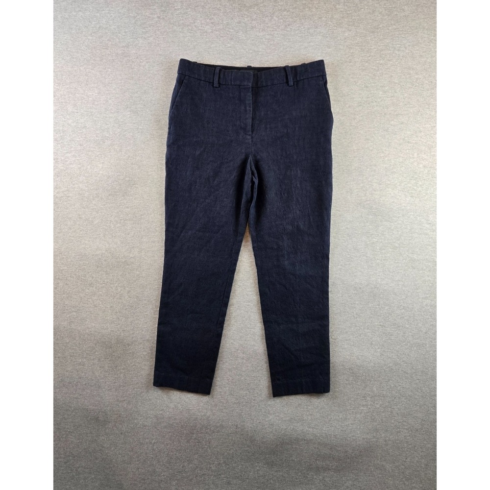 Theory Dress Pants Cropped Womens 2 (28W) Navy Treeca2 Reflected Jacquard